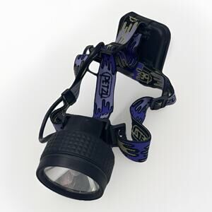 Vtg 90s Petzl Zoom Head Torch Flashlight Halogen‎ Bulb Works Hiking Camping